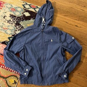 NWT Vintage Ralph Lauren Blue Hooded Windbreaker Jacket